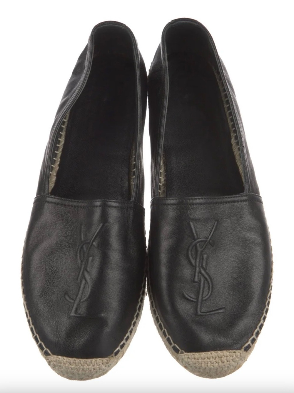 Saint Laurent YSL Leather Espadrilles – Black – Size 9 - Women